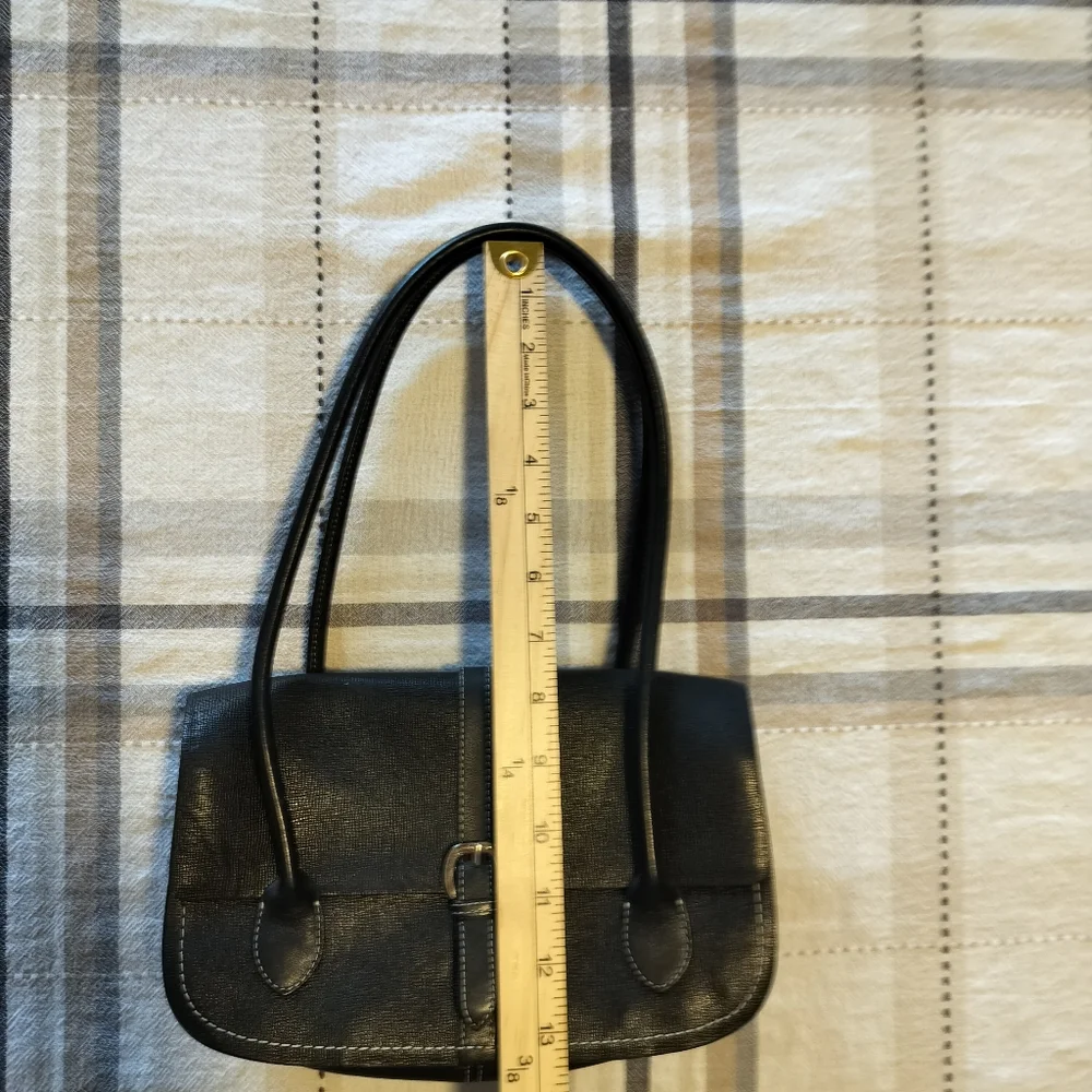 Ann Taylor Leather faux croc buckle bag Black Y2K vintage classic - Picture 6 of 10